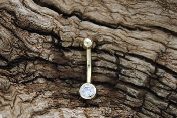 9ct YG CZ belly bar