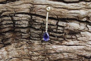 9ct YG iolite belly bar