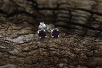 Stg Sil February birthstone studs