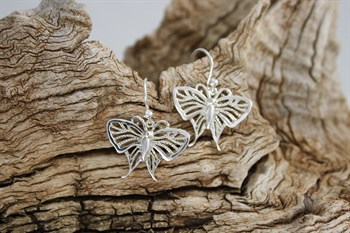 Stg Sil Filigree Butterfly earrings