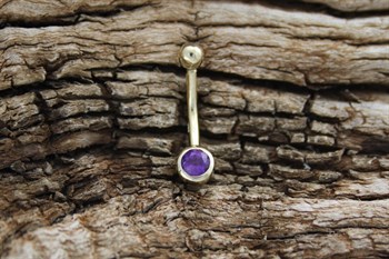 9ct YG Amethyst belly bar