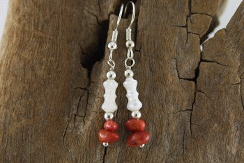 Mother of Pearl & coral earrings