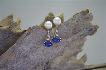 South Sea Pearl & Tanzanite Earrings