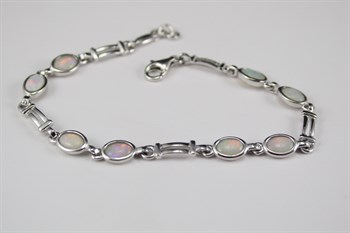 Sterling Silver Solid Opal Bracelet