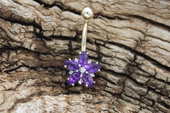 9ct YG Amethyst belly bar