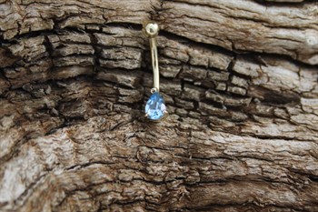 9ct YG Blue Topaz belly bar