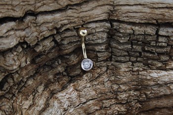 9ct YG Diamond belly bar