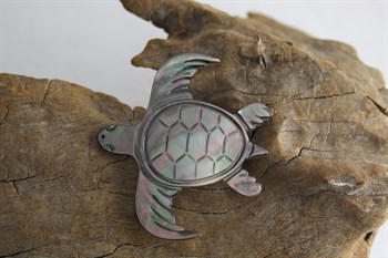 Black mother of pearl turtle brooch