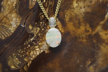 Solid Opal & Diamond Pendant