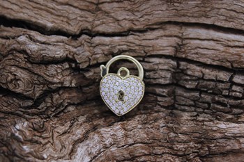 9ct yg cz heart padlock