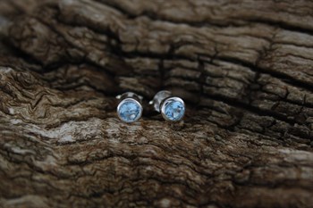 Stg Sil March birthstone earrings