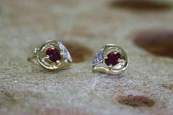 Ruby & Diamond Studs