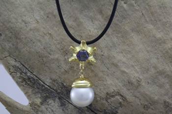 South Sea Pearl & Iolite Pendant