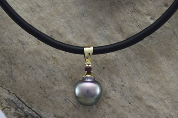 South Sea Black Pearl & Ruby Pendant