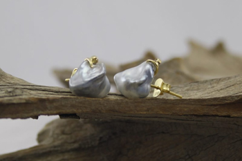 South Sea Keshi Pearl & Diamond Studs