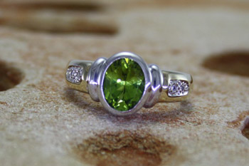 Peridot & Diamond Ring