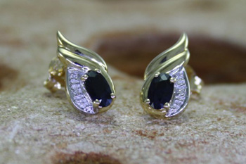 Australian Sapphire & Diamond Earrings