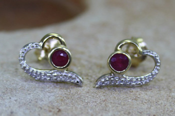 Ruby & Diamond Studs