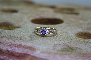 Iolite & Diamond Ring