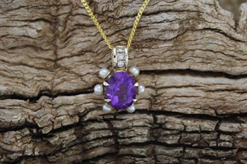 Amethyst, Pearl & Diamond Pendant