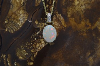 Solid Opal & Diamond Pendant