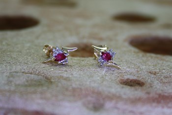  Ruby & Diamond Studs